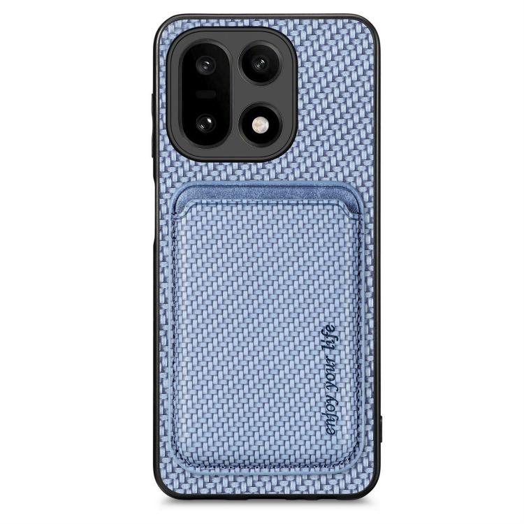 Carbon fiber leather MagSafe phone case with card holder, blue