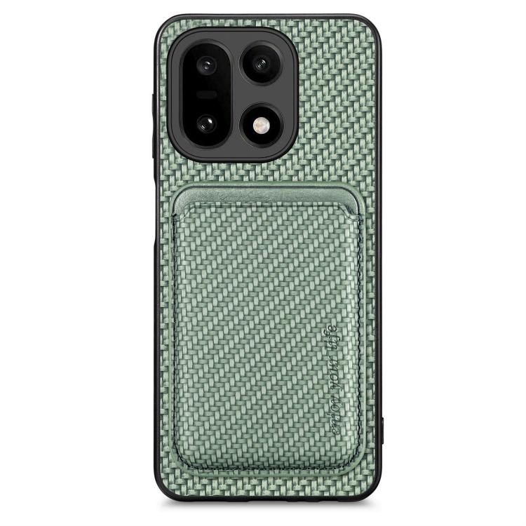 Green carbon fiber leather MagSafe phone case with integrated card holder