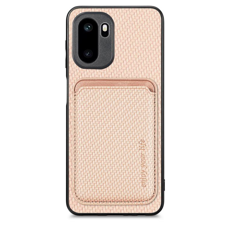 Carbon fiber leather MagSafe phone case with card holder, khaki