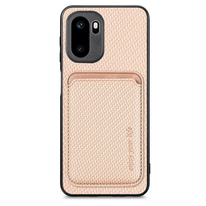 Carbon fiber leather MagSafe phone case with card holder, khaki