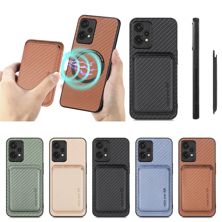 Carbon fiber leather card MagSafe phone case set in multiple colors, with card slot