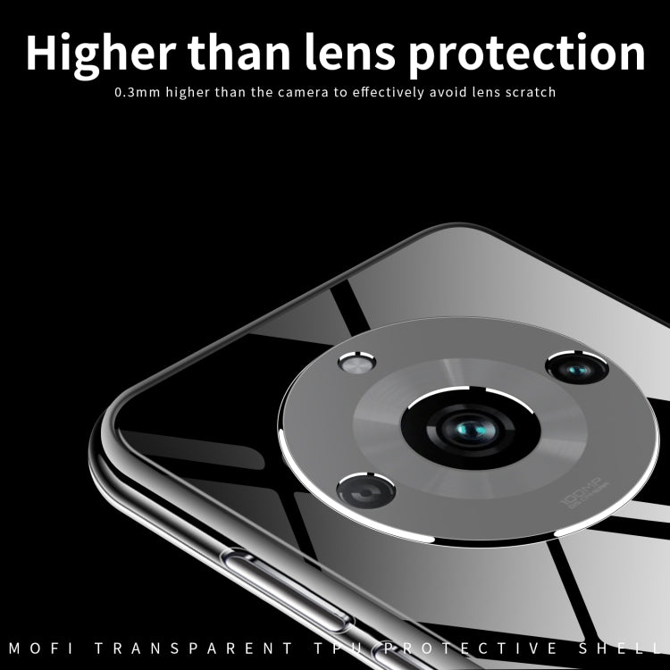 Clear TPU phone case featuring raised camera-lens protection