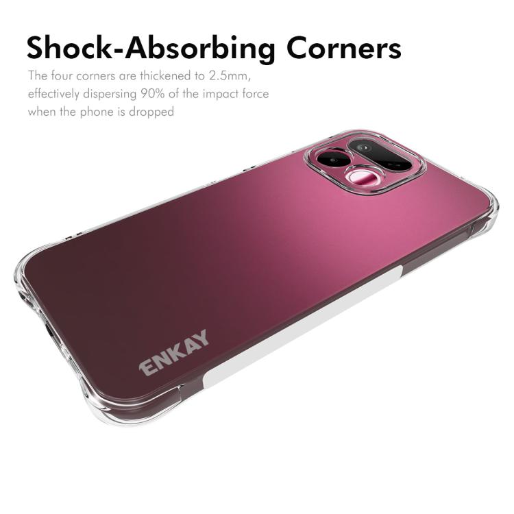 Transparent TPU phone case with shock-absorbing corners and raised camera area