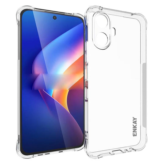 Transparent TPU shockproof phone case with raised edges and camera cutouts