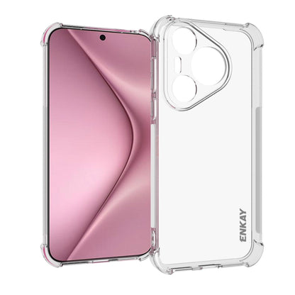 Clear TPU shockproof phone case with camera cutout and ENKAY logo, pink phone shown