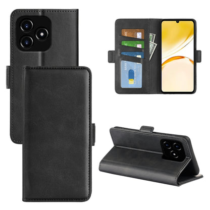 Black magnetic flip leather phone case with card slots and stand