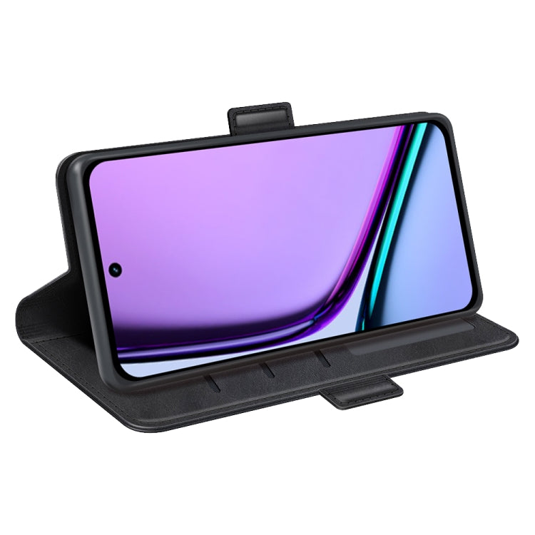 Black leather flip phone case with kickstand and screen cover