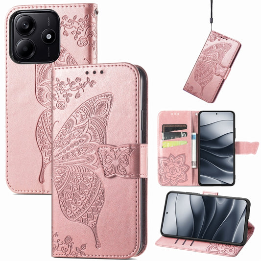 Butterfly Love Flower Embossed Leather Phone Case, For Xiaomi Redmi Note 14 5G, For Xiaomi Redmi Note 14 Pro+ 5G, For Xiaomi Redmi Note 14 Pro 5G, For Xiaomi Redmi 13 4G, For Xiaomi Redmi Turbo 3 5G, For Xiaomi Redmi Note 12R, For Xiaomi 13T           ...