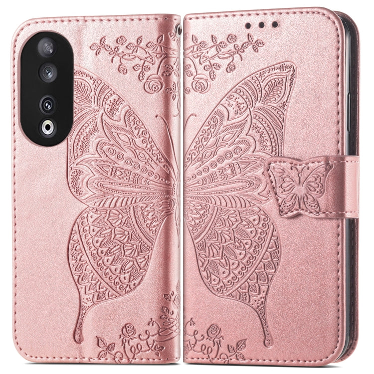 Butterfly Love Flower Embossed Leather Phone Case, For Honor 90, For Honor Play 40C / X5 Plus