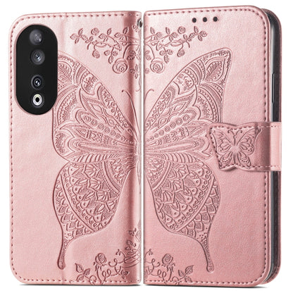 Butterfly Love Flower Embossed Leather Phone Case, For Honor 90, For Honor Play 40C / X5 Plus