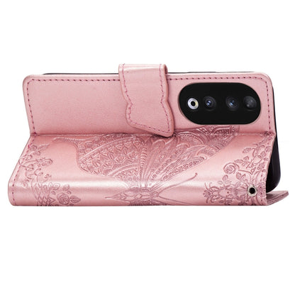 Butterfly Love Flower Embossed Leather Phone Case, For Honor 90, For Honor Play 40C / X5 Plus
