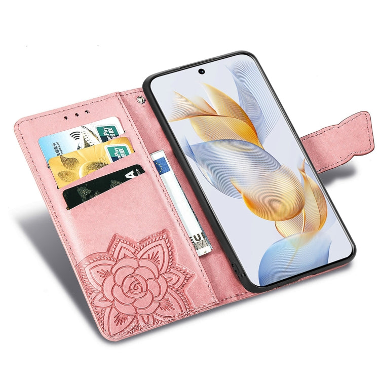 Butterfly Love Flower Embossed Leather Phone Case, For Honor 90, For Honor Play 40C / X5 Plus