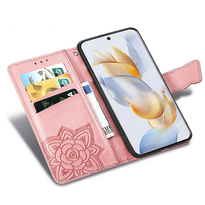 Butterfly Love Flower Embossed Leather Phone Case, For Honor 90, For Honor Play 40C / X5 Plus