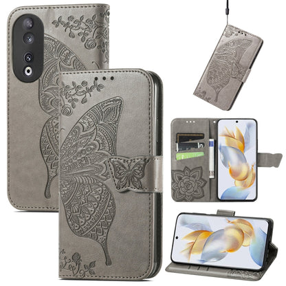 Butterfly Love Flower Embossed Leather Phone Case, For Honor 90, For Honor Play 40C / X5 Plus