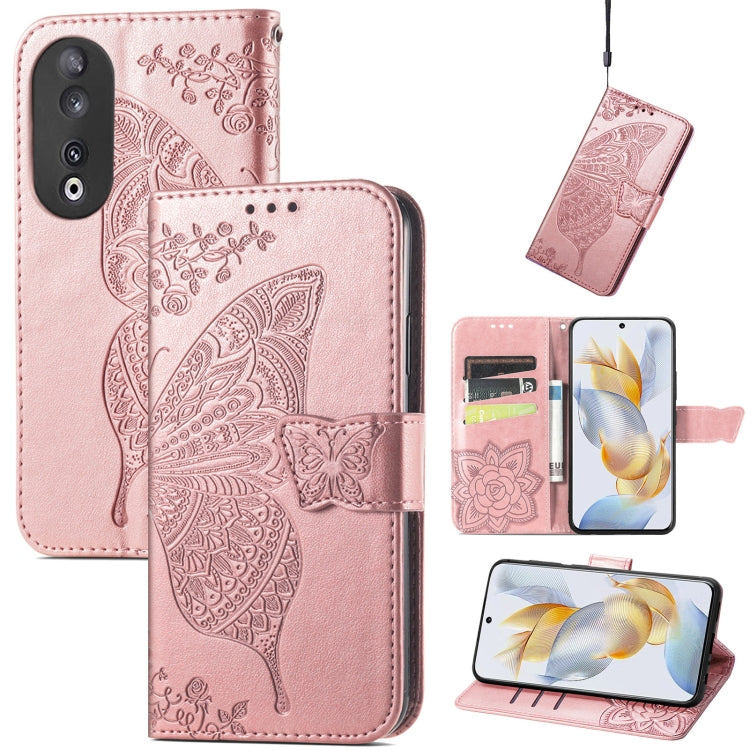 Butterfly Love Flower Embossed Leather Phone Case, For Honor 90, For Honor Play 40C / X5 Plus
