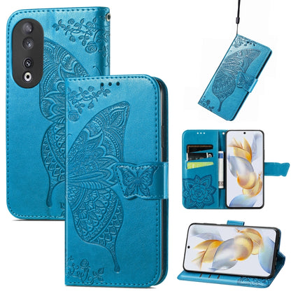 Butterfly Love Flower Embossed Leather Phone Case, For Honor 90, For Honor Play 40C / X5 Plus
