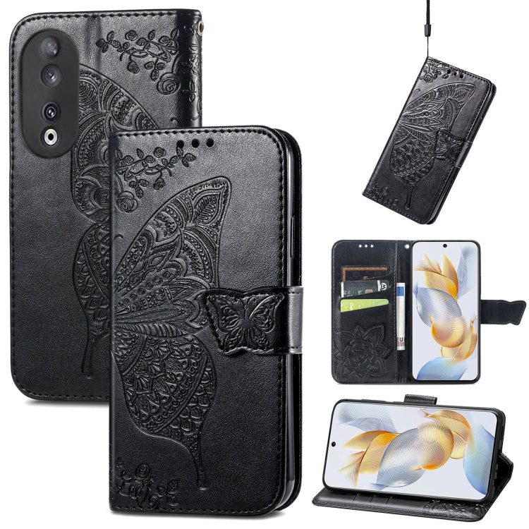 Butterfly Love Flower Embossed Leather Phone Case, For Honor 90, For Honor Play 40C / X5 Plus