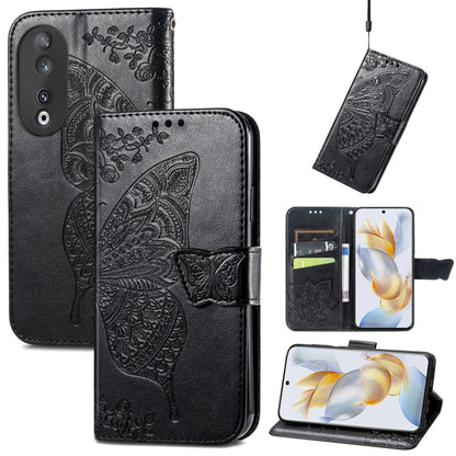 Butterfly Love Flower Embossed Leather Phone Case, For Honor 90, For Honor Play 40C / X5 Plus