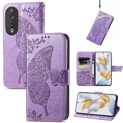 Butterfly Love Flower Embossed Leather Phone Case, For Honor 90, For Honor Play 40C / X5 Plus