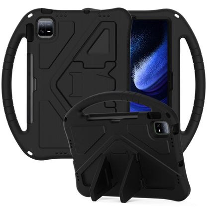 Shockproof tablet case with holder, black rugged cover with built-in stand and handle