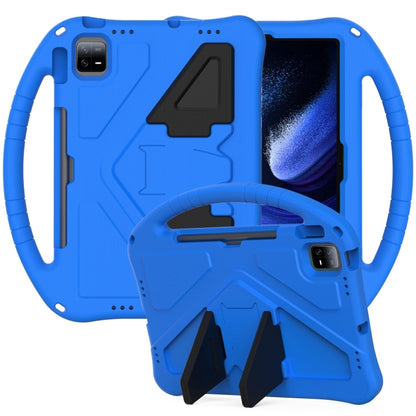 Shockproof tablet case with holder, blue rugged cover with built-in stand and handle
