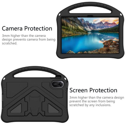 Shockproof tablet case with raised camera and screen protection, dark black