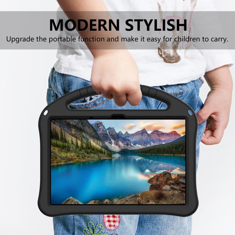 Shockproof tablet case with carry handle and kickstand, dark black