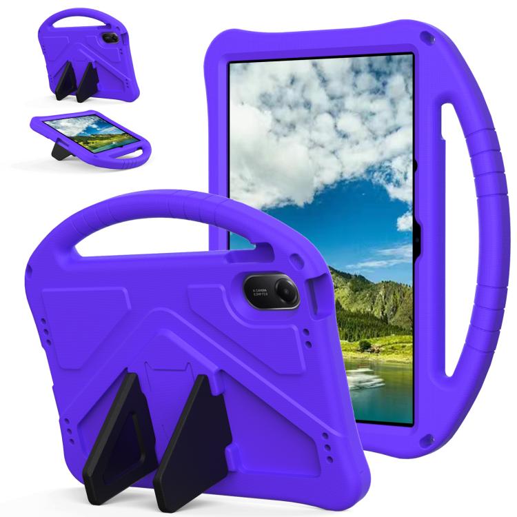 Shockproof tablet case with stand and handle, purple rugged protective cover