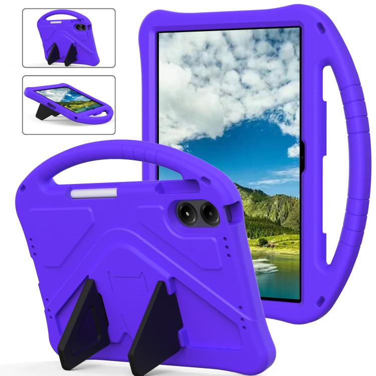 Violet EVA shockproof tablet case with built-in kickstand and holder handle