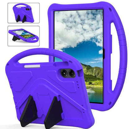Violet EVA shockproof tablet case with built-in kickstand and holder handle