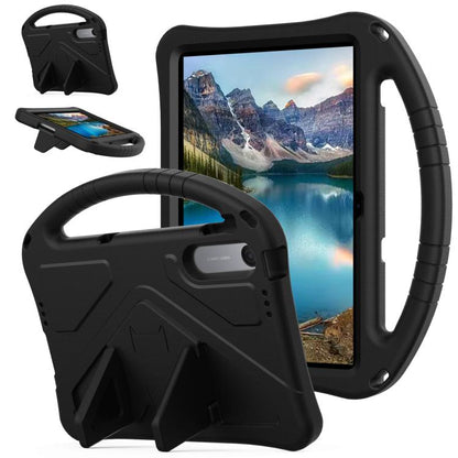 Shockproof tablet case with stand and handle, black rugged protective cover