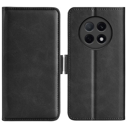 Black leather flip phone case with magnetic buckle, wallet style, camera cutout