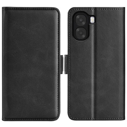 Black magnetic flip leather phone case with pocket fold and camera cutout