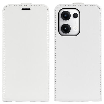 White textured leather vertical flip phone case with stitched edges and camera cutout