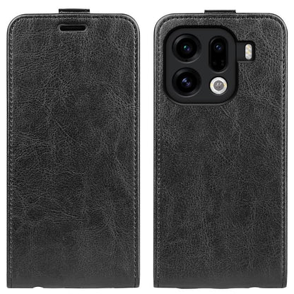 Black textured leather vertical flip phone case with camera window and side button cutout