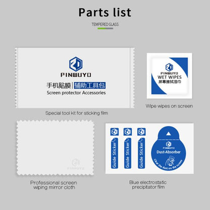 Tempered glass screen protector accessory kit with wipes, stickers, and guide tools