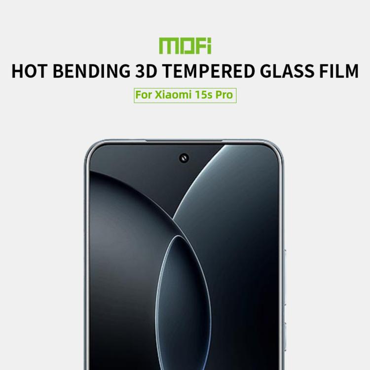 MOFI 3D tempered glass screen protector film, clear, close-up on phone top