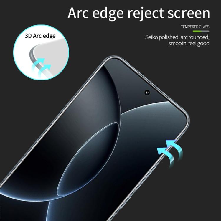 MOFI 3D tempered glass screen protector film, clear, angled with rounded edges