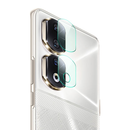 Tempered glass rear camera lens film for Honor 90 Pro, two-piece overlay on phone