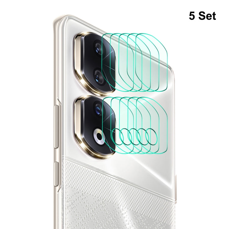 5-pack rear camera lens tempered glass protectors, clear cutouts for two lenses