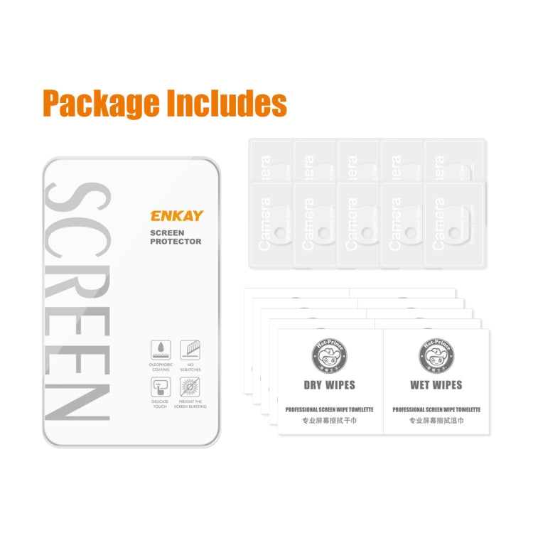 ENKAY tempered glass protector kit with wipes and camera lens screen protector set