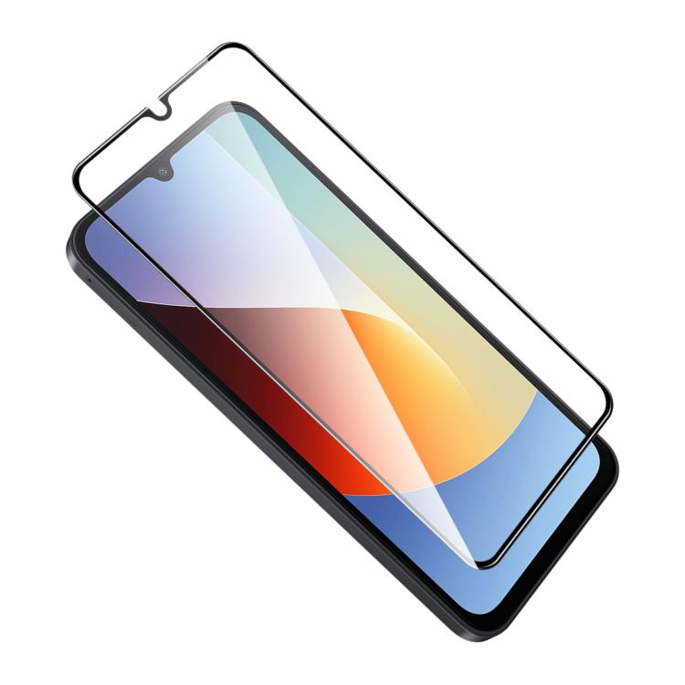 Full glue tempered glass screen protector covering a smartphone front