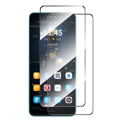 Full-glue tempered glass screen protector 2-pack, clear films on phone screen with curved corners