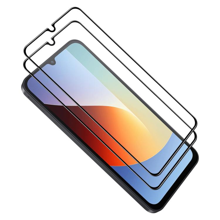 Full-glue tempered glass screen protector film set, transparent glass with rounded corners, 2-pack