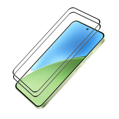 Full-glue tempered glass screen protector film, clear cover with rounded edges, 2-pack