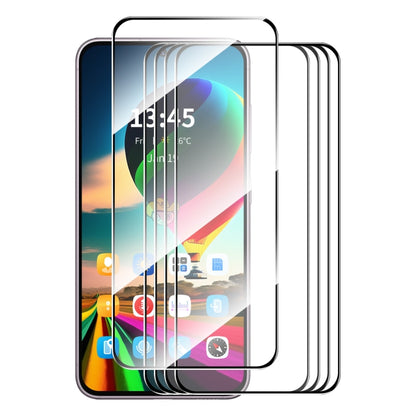 5-pack tempered glass screen protectors with full-glue adhesive, rounded corner design