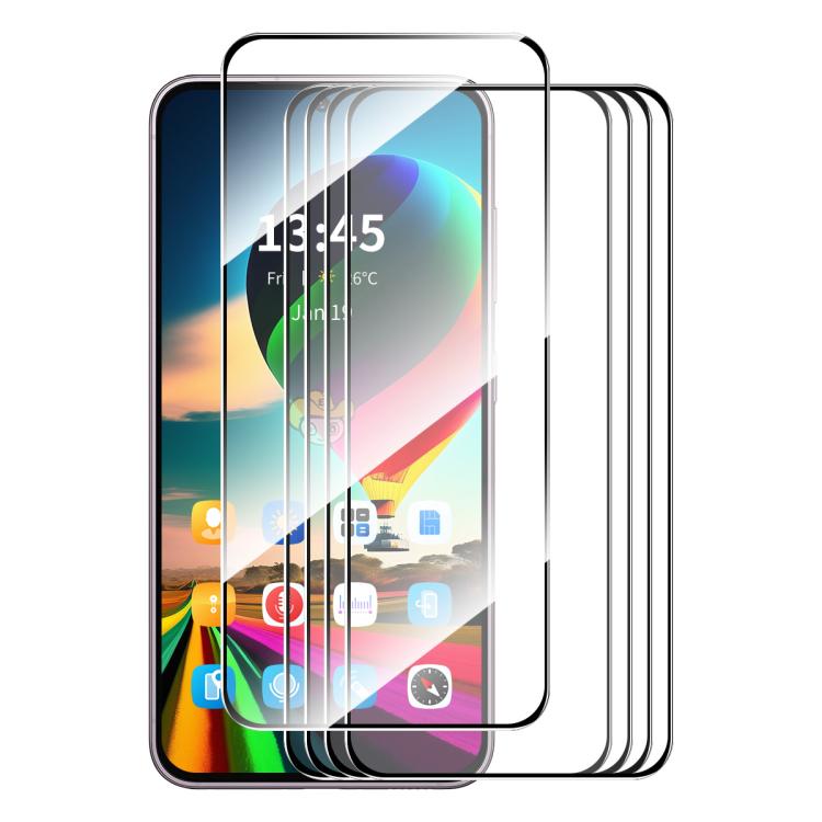 Full-glue tempered glass screen protectors set of 5, stacked over front display
