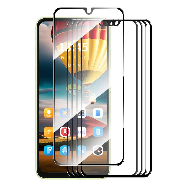 Full-glue tempered glass screen protectors set of 5, layered over smartphone front