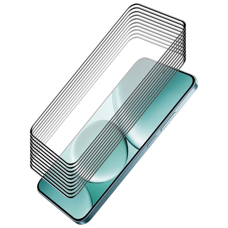 10-pack full-glue tempered glass screen protectors, clear films with teal phone frame