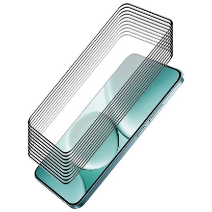 10-pack full-glue tempered glass screen protectors, clear films with teal phone frame